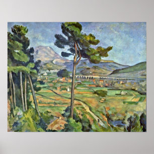 Póster Paul Cezanne - paisaje con el viaducto