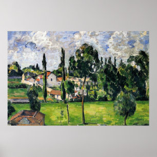 Póster Paul Cezanne - Paisaje con línea de agua,