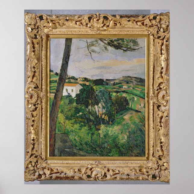 Póster Paul Cezanne | Paisaje con tejado rojo o pino (Frente)