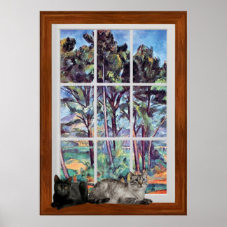 Póster Paul Cezanne - Pines Y Aqueducto Marco De Ventana 