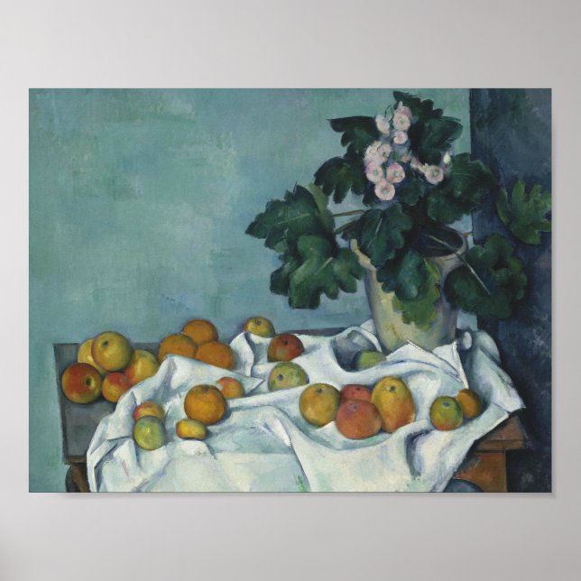 Póster Paul Cezanne - Todavía la vida con manzanas y una  (Frente)