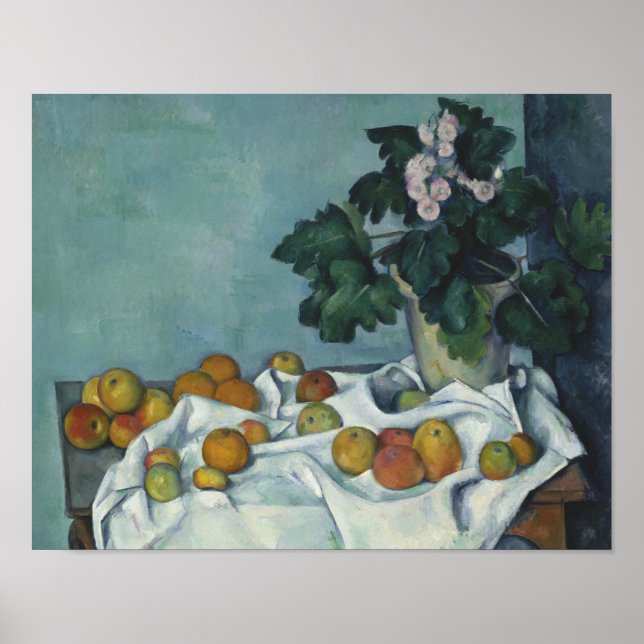 Póster Paul Cezanne - Todavía la vida con manzanas y una  (Frente)