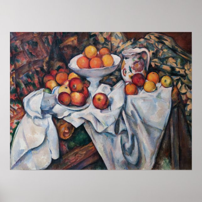 Póster Paul Cezanne - Todavía vida, manzanas y Naranjas (Frente)
