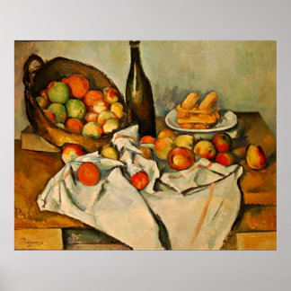 Póster paul cezanne todavía vive con una canasta de manza