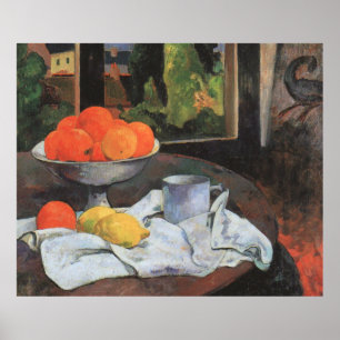 Póster Paul Gauguin aún vive con el bol de la fruta