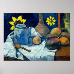 Póster Paul Gauguin aún vive con tetera y fruta