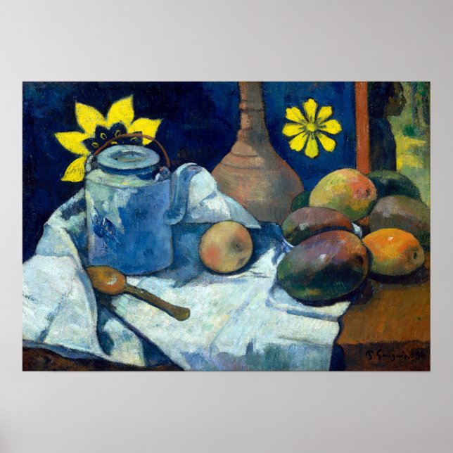 Póster Paul Gauguin aún vive con tetera y fruta (Frente)