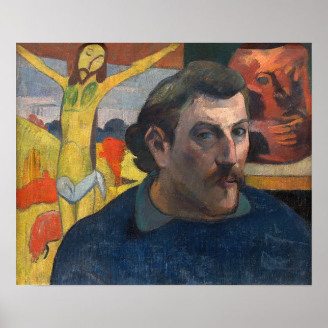 Póster Paul Gauguin - Autoretrato con Cristo Amarillo (Frente)