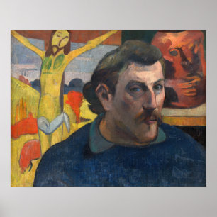 Póster Paul Gauguin - Autorretrato con Cristo Amarillo