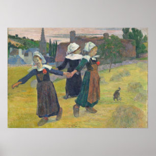 Póster Paul Gauguin Chicas bretones bailando, Pont-Aven