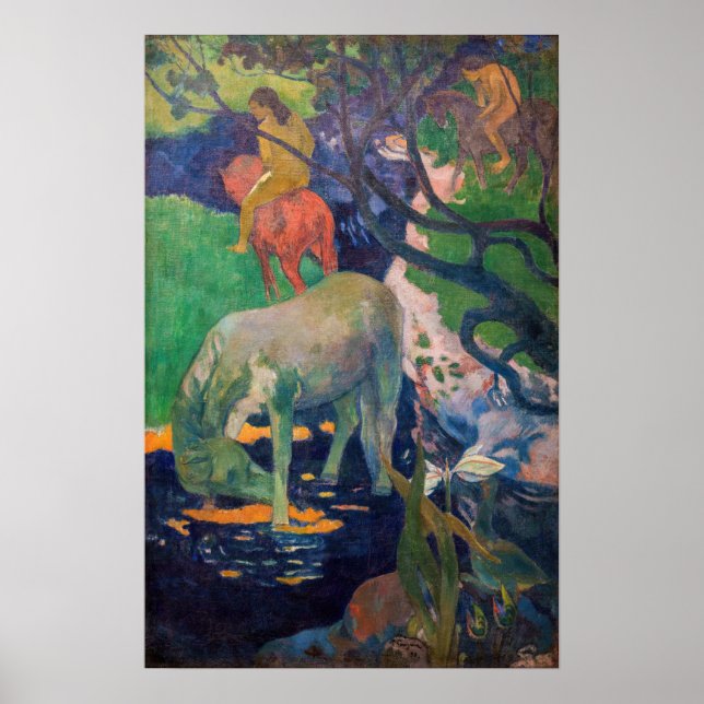 Póster Paul Gauguin - El caballo blanco (Frente)