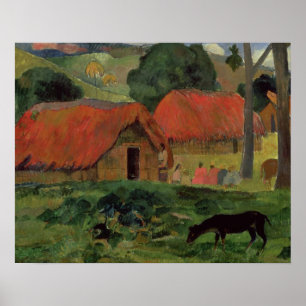 Póster Paul Gauguin el   las tres chozas, Tahití, 1891-92