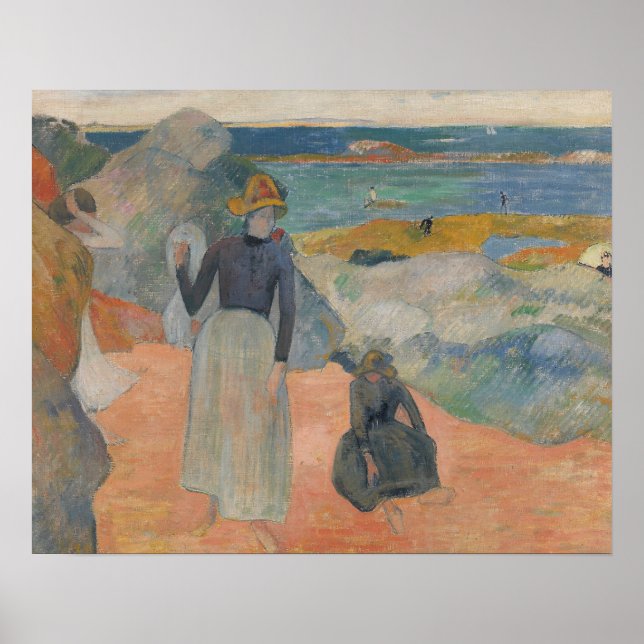 Póster Paul Gauguin - En la playa de Bretaña (Frente)