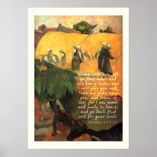 Póster Paul Gauguin Haymake con la Biblia contra el crist