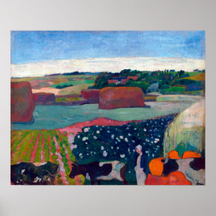 Póster Paul Gauguin Haystacks en Bretaña