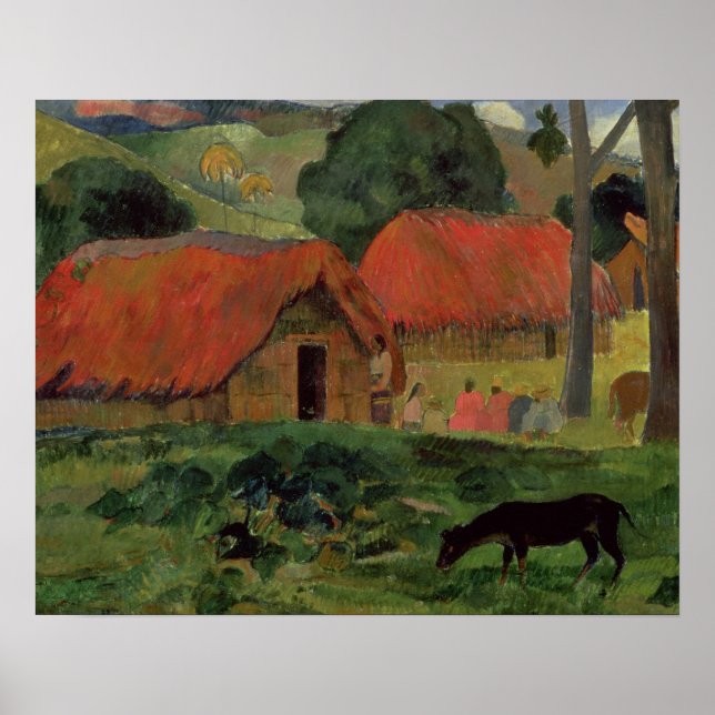 Póster Paul Gauguin | Las Tres Casas, Tahiti, 1891-92 (oi (Frente)