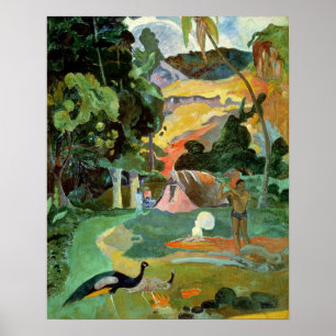 Póster Paul Gauguin Matamoe o Paisaje con pavos reales