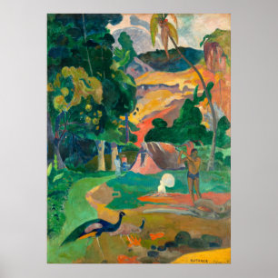 Póster Paul Gauguin Matamoe, Paisaje con pavos reales