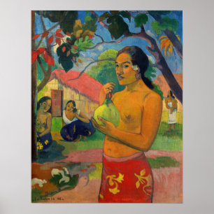 Póster Paul Gauguin - Mujer sosteniendo un fruto