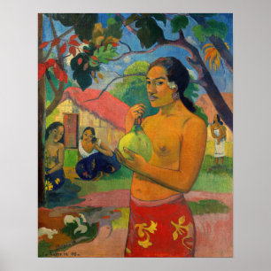 Póster Paul Gauguin - Mujer sosteniendo una fruta