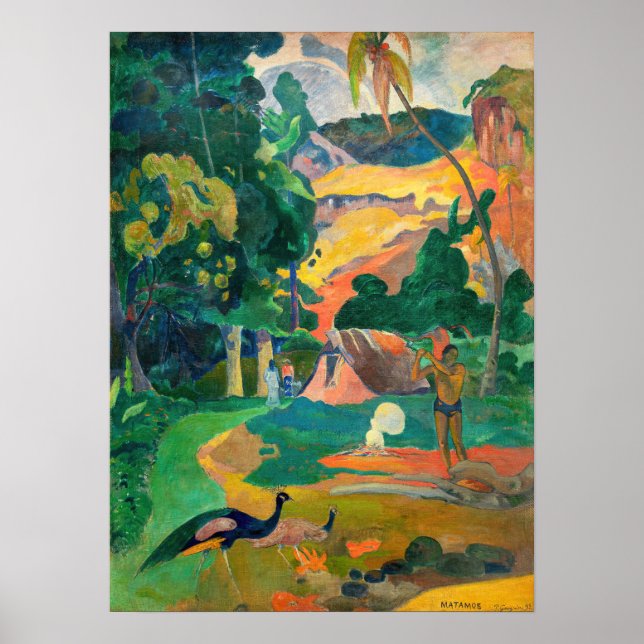 Póster Paul Gauguin - Paisaje con Peacocks / Matamoe (Frente)