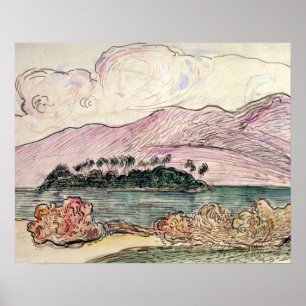 Póster Paul Gauguin Paisaje tahitiano (p/c sobre papel)