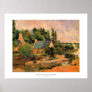 Póster Paul Gauguin pintando mujeres de Washerin en el ar