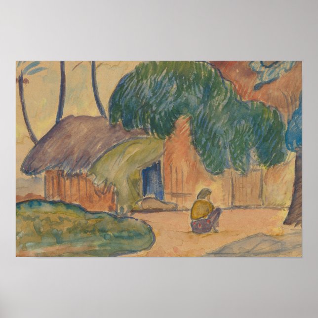 Póster Paul Gauguin - Tahitian Hut (Frente)