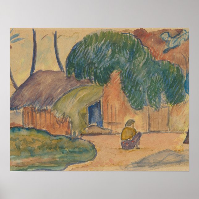 Póster Paul Gauguin - Tahitian Hut (Frente)