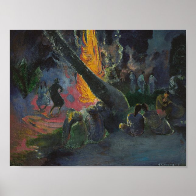 Póster Paul Gauguin - Upa Upa (La danza del fuego) (Frente)