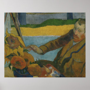 Póster Paul Gauguin-Vincent van Gogh Pintando girasoles