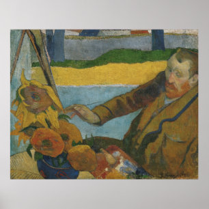 Póster Paul Gauguin Vincent van Gogh pintando girasoles
