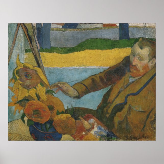 Póster Paul Gauguin Vincent van Gogh pintando girasoles (Frente)