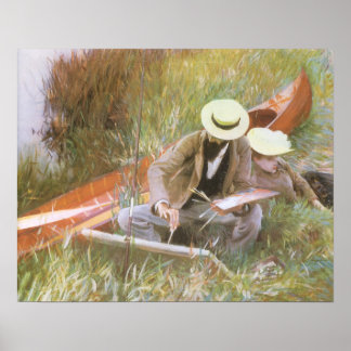 Póster Paul Helleu Esbozando con su esposa por JS Sargent