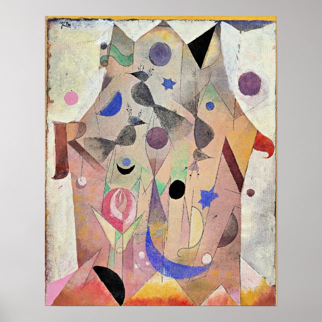 Póster Paul Klee - Ruiseñores persas, (Frente)