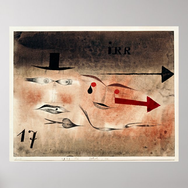 Póster Paul Klee - Seventeen, Crazy, (Frente)