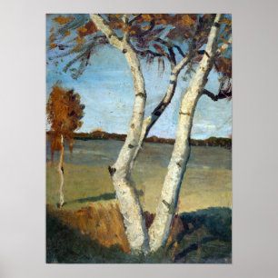 Póster Paula Modersohn-Becker Birch Tree en un paisaje