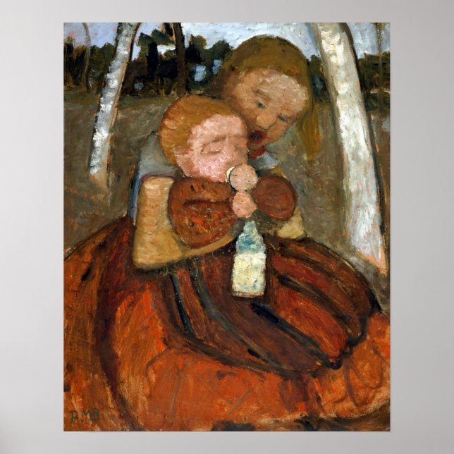Póster Paula Modersohn-Becker Chica con Toddler (Frente)