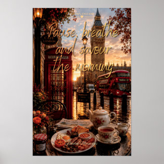 Póster Pausa, respira y disfruta la mañana Café de Londre