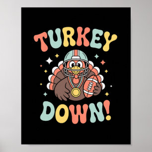 Póster Pavo Abajo Divertido Pie de Acción de Gracias