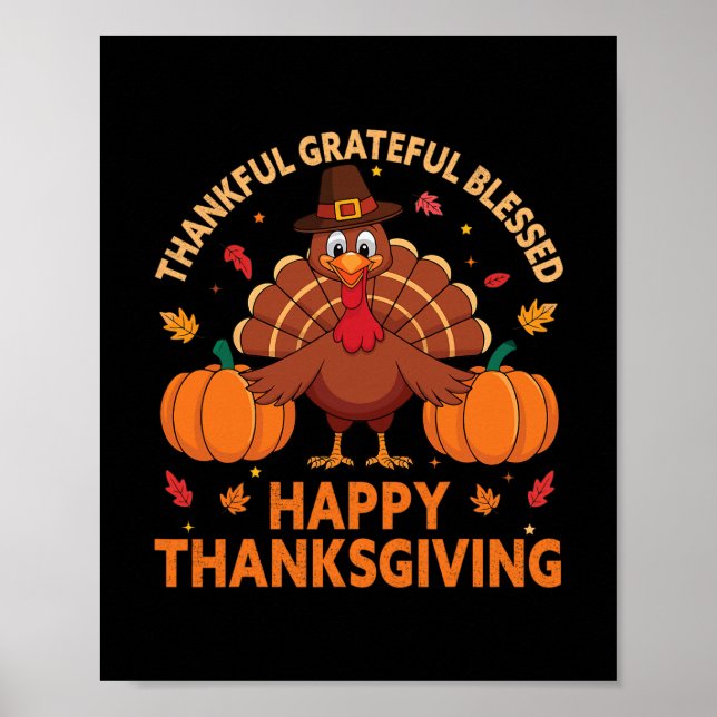 Póster Pavo Agradecido Agradecido Bendito (Frente)