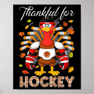 Póster Pavo agradecido por el chico de hockey de Acción d