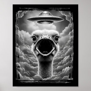 Póster Pavo Alien Divertido Ufo Selfie Día de Acción de G