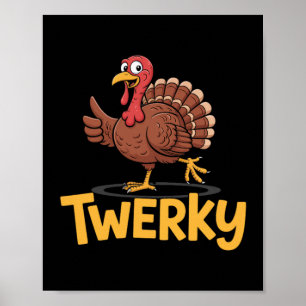 Póster Pavo bailarín divertido de Acción de Gracias con j