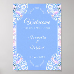 Póster Pavo blanco y sakura floreciente / Romántico