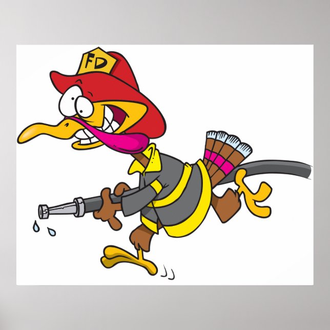 Póster Pavo Bombero con Manguera (Frente)