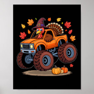 Póster Pavo Camión Monstruo Día de Acción de Gracias Pere