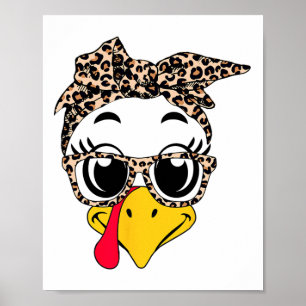 Póster Pavo Cara Cabeza y Leopardo Día de Acción de Graci