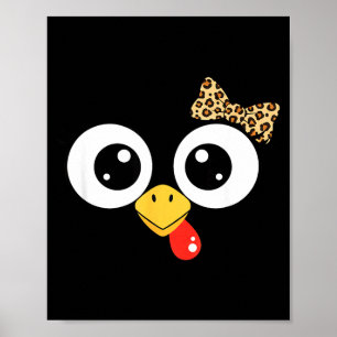 Póster Pavo con ojos saltones y lazo de leopardo, diverti