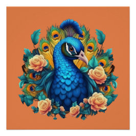 Póster Pavo con rosas de durazno